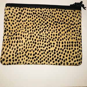 Love, Cortnie cheetah print animal print tan calf hair envelope clutch/purse